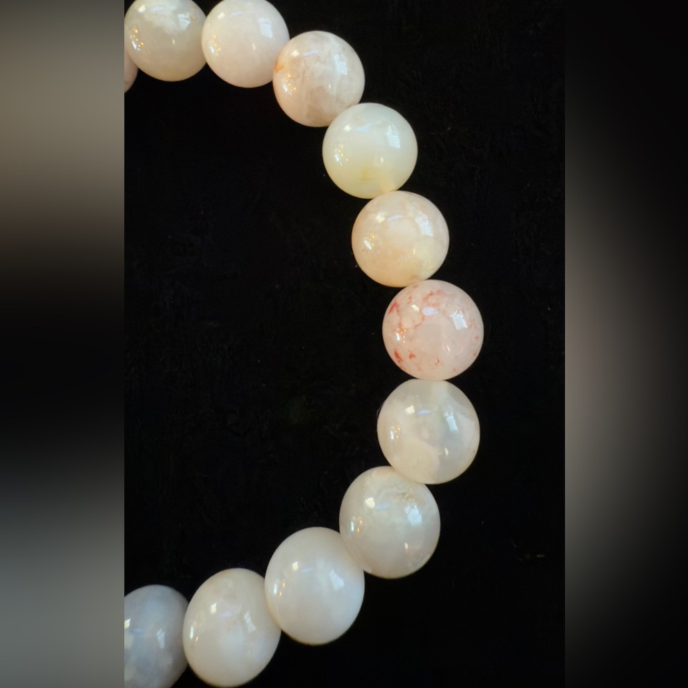 Authentic Flower Agate 10mm Beaded Stretchy by Bombshell Beads - Picture 2 of 3